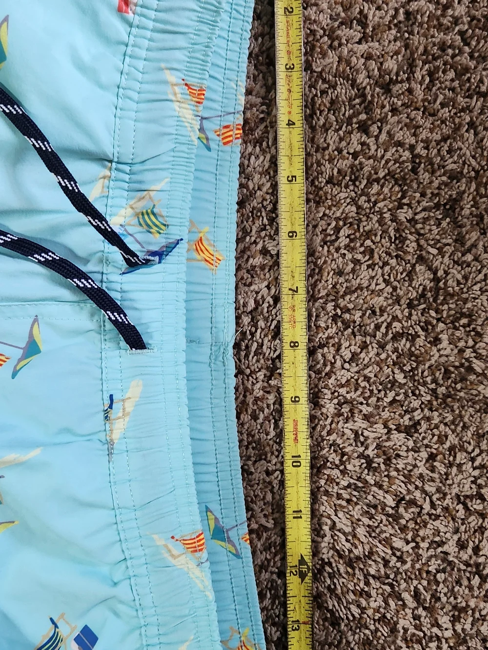 Mens Lands' End Seafiam Beach Chair Print Swim Trunks